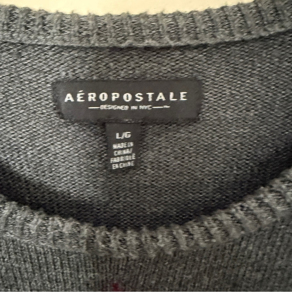 Aeropostale Mens L “Rollin With My Gnomies" Grey Sweater - Crew Neck Christmas - Picture 3 of 6